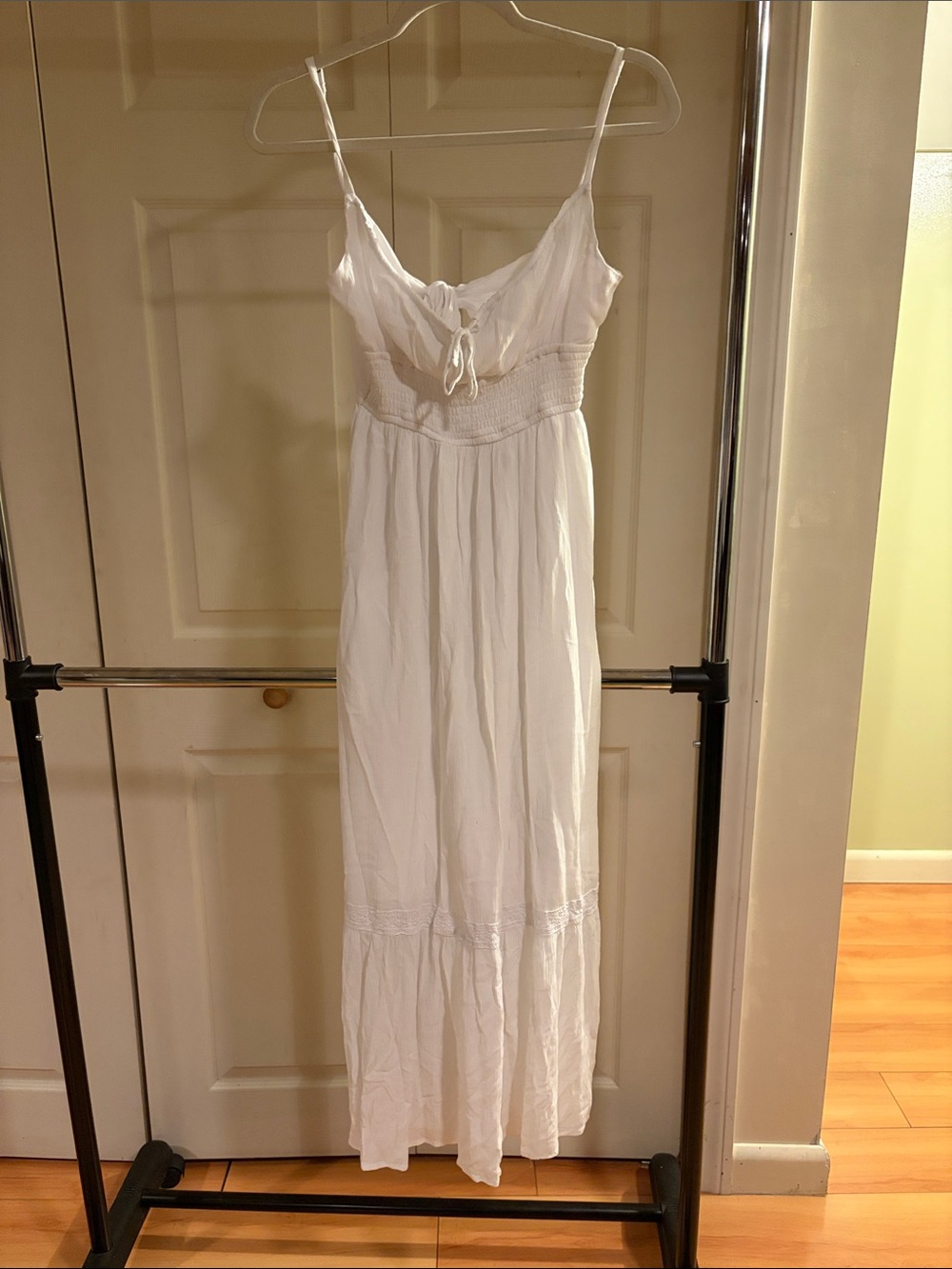Hollister White Spaghetti-Strap Maxi Dress with Tie Front